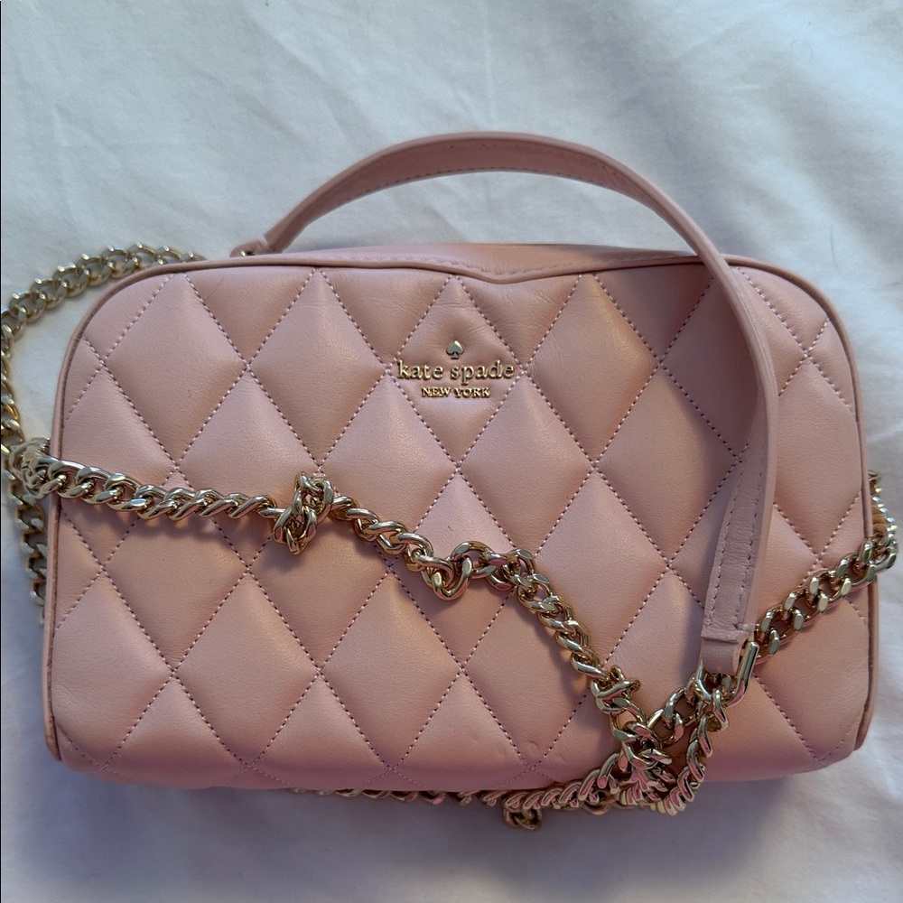 kate spade Pink Quilted Leather Crossbody with Gold Chain